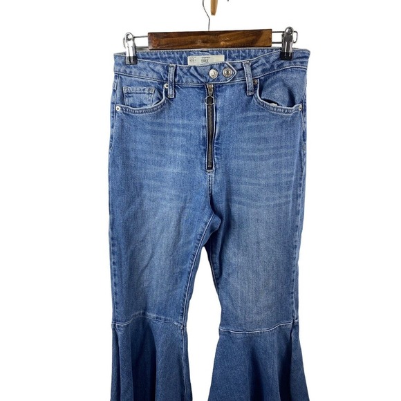 Topshop Jeans 28 x 25 Flare Bell Bottom Leg Dree Moto 28x25 Womens Y2K Style - Picture 3 of 8